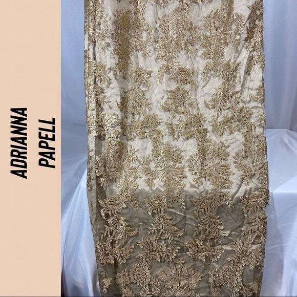 ADRIANNA PAPELL MOTHER OF THE BRIDE GOLD LACE GOWN NWT NEW SIZE 4 - Picture 5 of 9